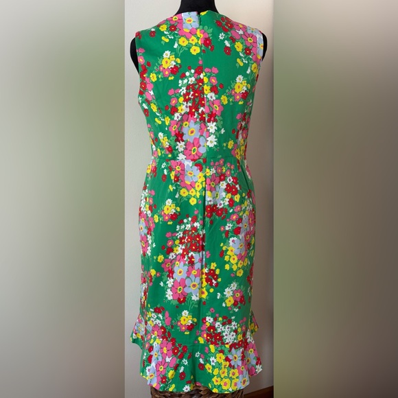 Talbots Dress Green with flowers Ruffle bottom Size6 70’s vibes - Picture 2 of 5
